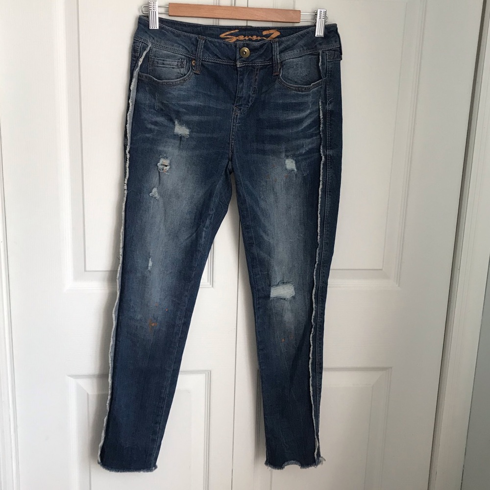 Seven7 Ankle Skinny Distressed Jeans